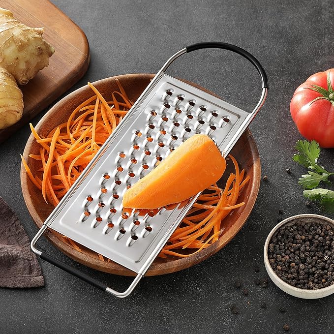 Cheese Grater Handheld, HIA Flat Coarse Stainless Steel Graters for Kitchen, Food Grater with Anti-Slip Handle, Perfect for Potato, Vegetable, Butter, Parmesan Cheese - Image 7