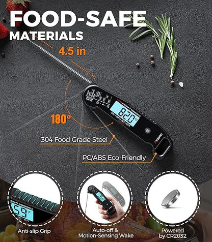 Atogou Meat Thermometer, Professional Food Thermometer, <1 Sec Instant Read, ±0.5℉ Accuracy, Thermocouple Sensor, Waterproof Digital Thermometer for Cooking, BBQ, Grill, Him Dad Birthday Gifts, Black - Image 8