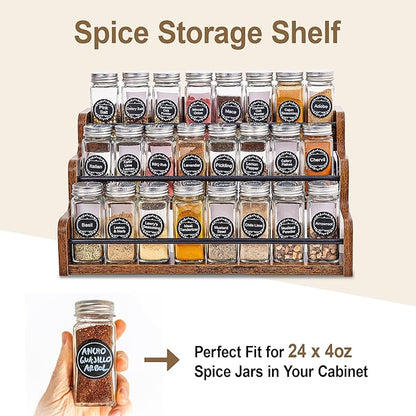 Aminigram Wood Spice Rack Organizer for Cabinet, 3 Tier Spice Shelf Storage, Kitchen Seasoning Organizer for Spice Bottles, Jars, Seasonings, Baking Supplies - Image 6