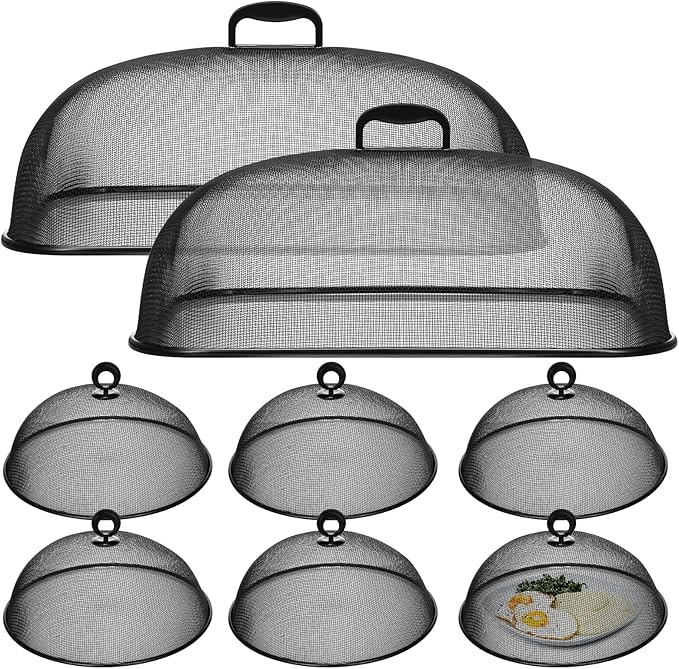 Hicarer Metal Mesh Screen Food Cover for Outdoors Set Including Extra Large 18.5 in Mesh Food Tents for Outdoor Pcs 11 in Large Dome Picnic Covers(Black) by Hicarer