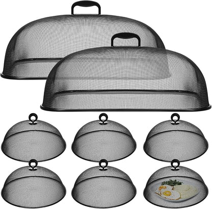 Hicarer Metal Mesh Screen Food Cover for Outdoors Set Including Extra Large 18.5 in Mesh Food Tents for Outdoor Pcs 11 in Large Dome Picnic Covers(Black) by Hicarer