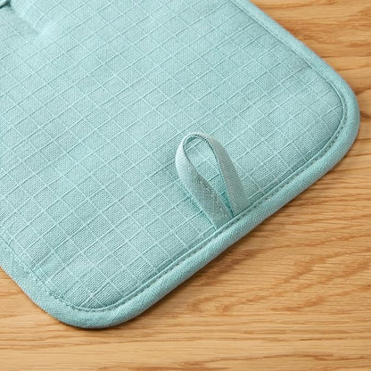 KITCHENAID Gourmet Series Gridlines Pot Holders 2-Pack Set, Heat Resistant up to 600°F, Soft Silicone Grip, Magnetic Cuff, Mineral Water Aqua, 8"x8" - Image 4