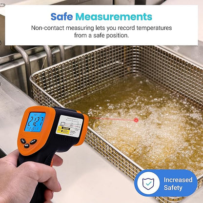 Etekcity Infrared Thermometer Laser Temperature Gun 774, Meat Food Candy Oven Thermometer for Griddle Accessories, Heat Gun for Cooking Refrigerator Tools, Adjustable Emissivity & Max Measure, Orange - Image 8