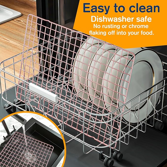 2-Pack Cooling Racks for Cooking and Baking - 10" x 15"Heavy Duty Stainless Steel Wire Rack for Baking, Grilling, Roasting - Oven & Dishwasher Safe - Fits Jelly Roll Sheet Pan（Rose Gold） - Image 5