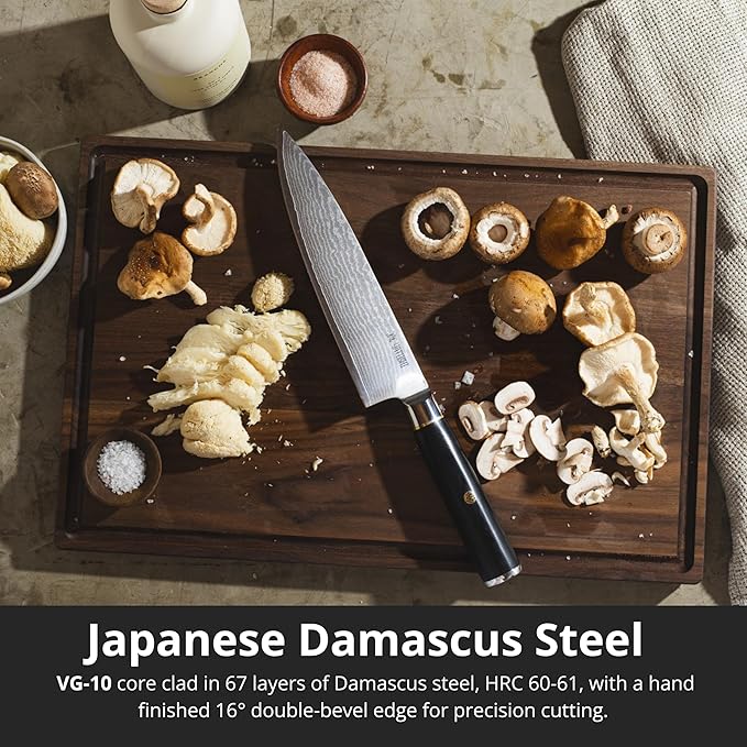 Yatoshi Knives Magnetic Kitchen Knife Block Set - Japanese 67 Layer High-Grade VG-10 Steel Knives, Sharp, G10 Handle Professional Kitchen Knife Set - Black Damascus (6 pieces) - Image 2