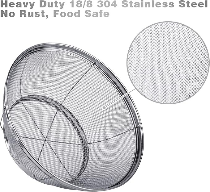 3 Pack Strainers for Kitchen, 18/8 Stainless Steel Colander, Fine Mesh Strainer for Pasta, Rice and Fruit, Sieve for Strain, Drain, Rinse or Steam (5-Quart, 4-Quart and 3-Quart) - Image 2