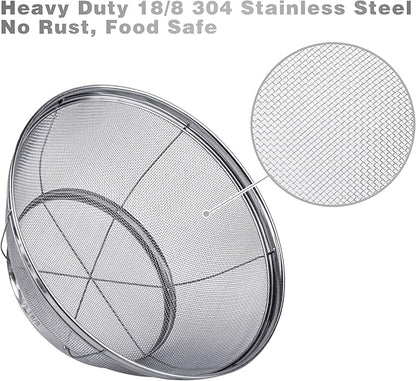 3 Pack Strainers for Kitchen, 18/8 Stainless Steel Colander, Fine Mesh Strainer for Pasta, Rice and Fruit, Sieve for Strain, Drain, Rinse or Steam (5-Quart, 4-Quart and 3-Quart) - Image 2