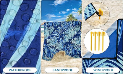 WIWIGO Beach Blanket Waterproof Sandproof Beach Mat 79" X 83"/10'x9'for 2-8 Adults Quick Drying Outdoor Picnic Mat Beach Accessories for Travel, Camping, Hiking - Image 3