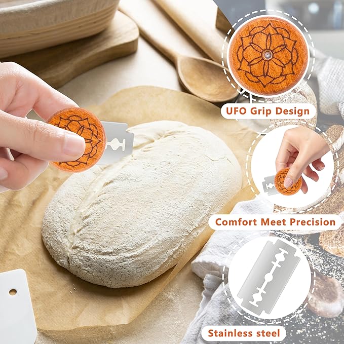 UFO Bread Lame Cutter for Homemade Sourdough,Bread Scorer Tool for Sourdough with 5 Blades and Case,Slashing Tool Bread Cutting Knife for Artisan Bread and Baguette Makers,Mandala - Image 5