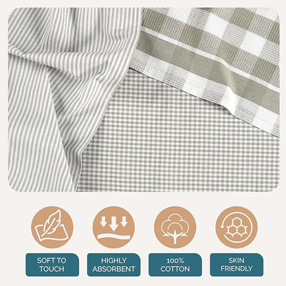Casa Platino Hand Towels for Kitchen Set of 6 – 100% Cotton 18"x28" Kitchen Towels, Super Absorbent – Crafted for Farmhouse Charm, Drying Dishes, Or Entertaining Guests – Slate Grey