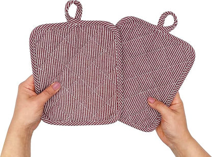American Linen Pot Holders, Hot Pads, Table Pads for Kitchen and Dining Table, Non Slip Heat Resistant Hot Pot Holder (Burgundy, 4 Pack)