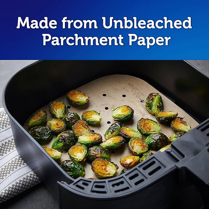 Reynolds Kitchens Air Fryer Liners Disposable, Unbleached Parchment Paper Sheets, 50 Count (Pack of 4) - Image 7