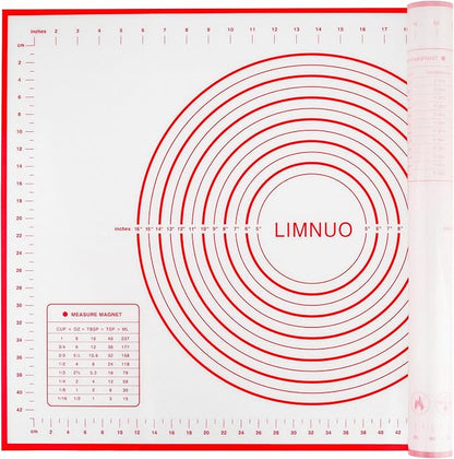 Silicone Baking Mat，Non Stick Rolling Dough with Measurements for Pie Pizza Cookies Fondant Making，Extra Thick Non Slip Silicone Pastry Mat (Red, XXL-24"×32")