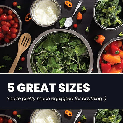WHYSKO Stainless Steel Mixing Bowl Set, 10 Piece Stainless Steel Mixing Bowls with Lids Set for Food Prep Storage and Serving, Dishwasher Safe for Kitchen Baking Cooking, White - Image 6