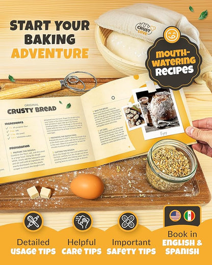 CRUSTLOVE Cast Iron Dutch Oven for Bread Baking - incl. Sourdough Bread-Baking Supplies like Banneton Bread-Proofing Basket - 5QT Bread-Oven with Lid Bread-Making Kit Pan, Pot, Sour Sough Tools, Lame - Image 7