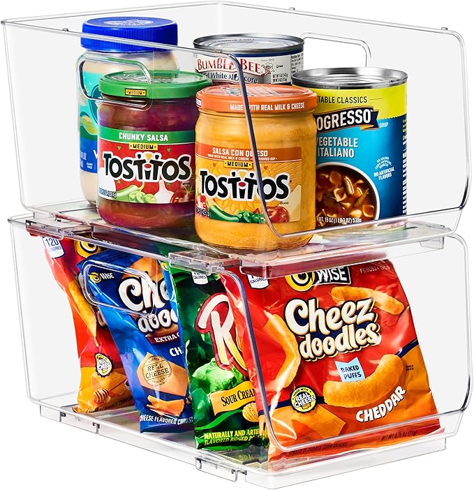 Sorbus Stackable Storage Bins Open Front - Clear Stackable Storage Bins - Pantry Bins for Storage and Organization - Acrylic Stackable Bins for Kitchen - Clear Pantry Organizer Bins (Medium 2 Pack) - Image 7
