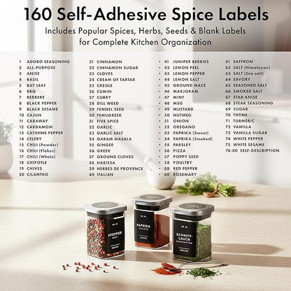 EDELHAUS Glass Spice Jars with Labels and Steel Lids (12 x 6.4oz) Spice Containers with 160 Label, Steel Funnel, Shaker Inserts, Empty Square Seasoning Organizer for Spice Rack, Cabinet, Drawer - Image 6