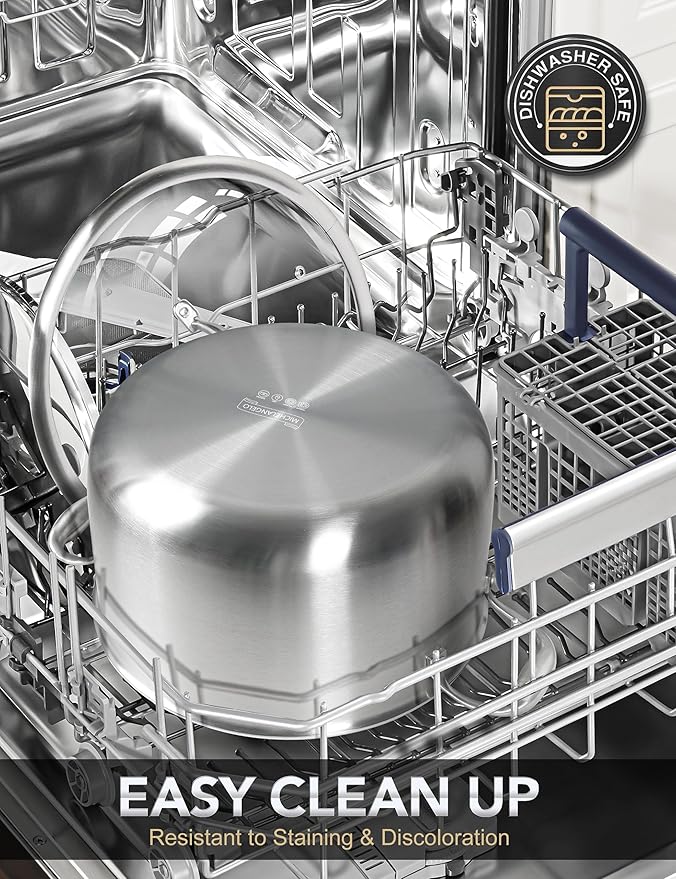 MICHELANGELO Tri-ply Stainless Steel Stock Pot, Heavy Duty Stockpot with Lid, Nonstick Cooking Pot with Honeycomb Interior, Induction Ready, 10 Quart - Image 5