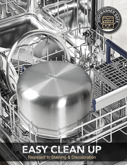 MICHELANGELO Tri-ply Stainless Steel Stock Pot with Lid - 6 Quart, Nonstick Cooking Pot with Honeycomb Interior, Heavy Duty Stockpot, Compatible with All Cooktops - Image 6