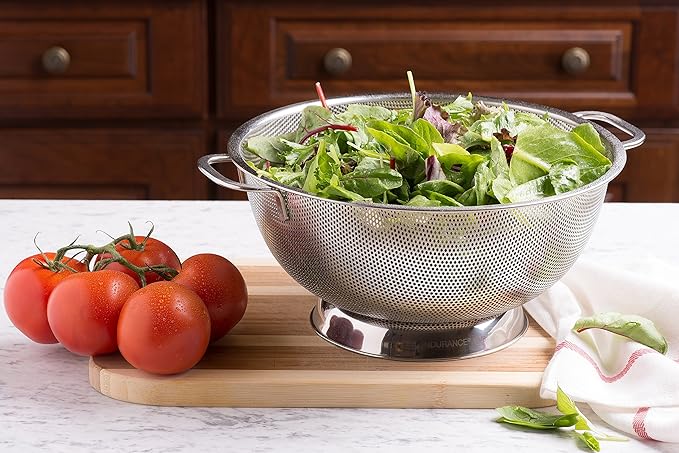 Bellemain 3 Qt Metal Colander with Handle | Pasta, Spaghetti, Berry, Fruit, Vegetable, Kitchen Food Strainer Basket | 18/8 Stainless Steel Colander Bowl | Pot Drainer for Cooking, Sifter Strainer - Image 5