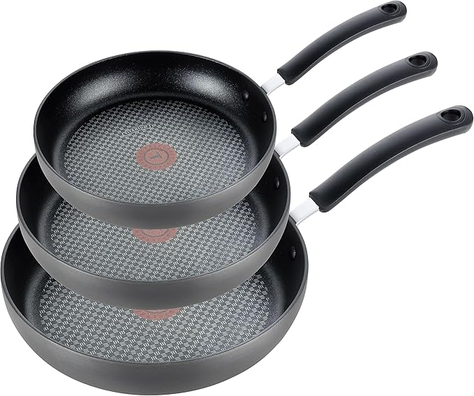 T-Fal Ultimate Hard Anodized Nonstick Fry Pan Set 3 Piece: 8, 10.25, & 12 Inch, Oven Broiler Safe 400F, Kitchen Cookware Set, Pots and Pans Set Non Stick, Frying Pans, Skillets, Dishwasher Safe, Onyx by T-falbrand
