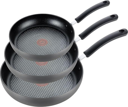 T-Fal Ultimate Hard Anodized Nonstick Fry Pan Set 3 Piece: 8, 10.25, & 12 Inch, Oven Broiler Safe 400F, Kitchen Cookware Set, Pots and Pans Set Non Stick, Frying Pans, Skillets, Dishwasher Safe, Onyx by T-falbrand