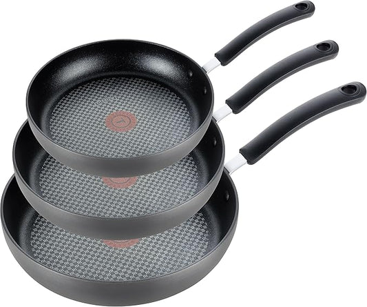 T-Fal Ultimate Hard Anodized Nonstick Fry Pan Set 3 Piece: 8, 10.25, & 12 Inch, Oven Broiler Safe 400F, Kitchen Cookware Set, Pots and Pans Set Non Stick, Frying Pans, Skillets, Dishwasher Safe, Onyx by T-falbrand