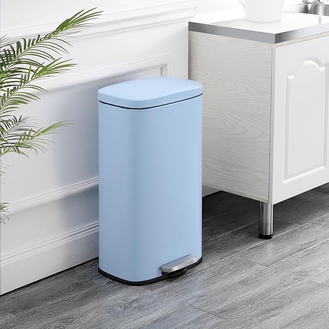 happimess HPM1011G Curtis 8-Gallon Step-Open Trash Can, Fingerprint Resistant, Modern, Minimalistic for Home, Kitchen, Laundry Room, Office, Bedroom, Bathroom, Tide Pool Blue - Image 2
