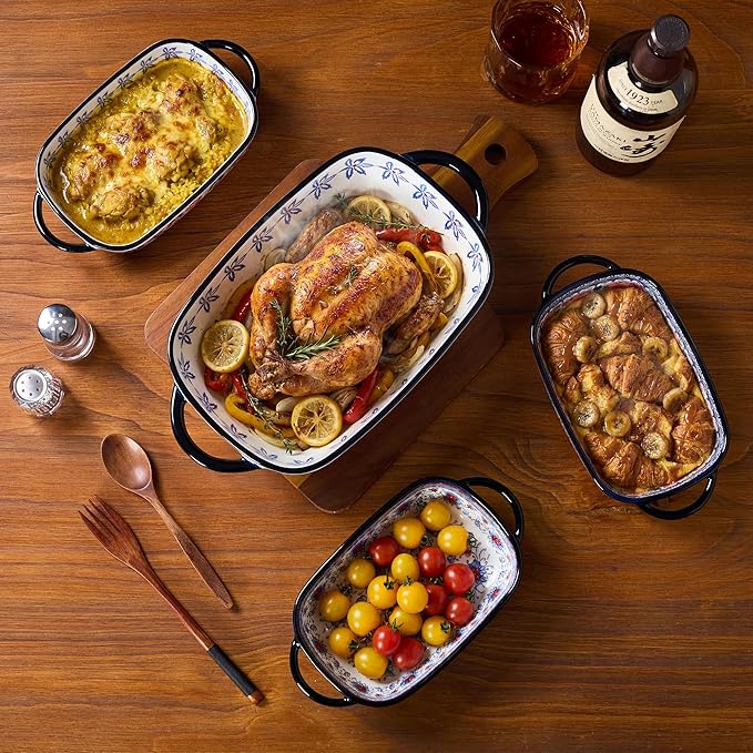 Ceramic Casserole Dishes for Oven, Hand-painted Polish Pottery Baking Dish Set of 2, 0.8QT / 2QT Porcelain Casserole Dish with Handles, Baking Pan Lasagna Pan, Gift for Family/Friend (Yellow) - Image 8
