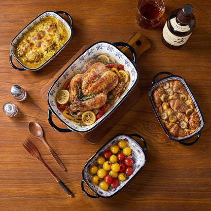Ceramic Casserole Dishes for Oven, Hand-painted Polish Pottery Baking Dish Set of 2, 0.8QT / 2QT Porcelain Casserole Dish with Handles, Baking Pan Lasagna Pan, Gift for Family/Friend (Yellow) - Image 8
