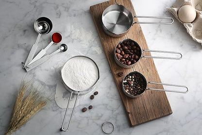 New Star Foodservice 42917 Stainless Steel 8-Piece Measuring Cups and Spoons Combo Set - Image 2