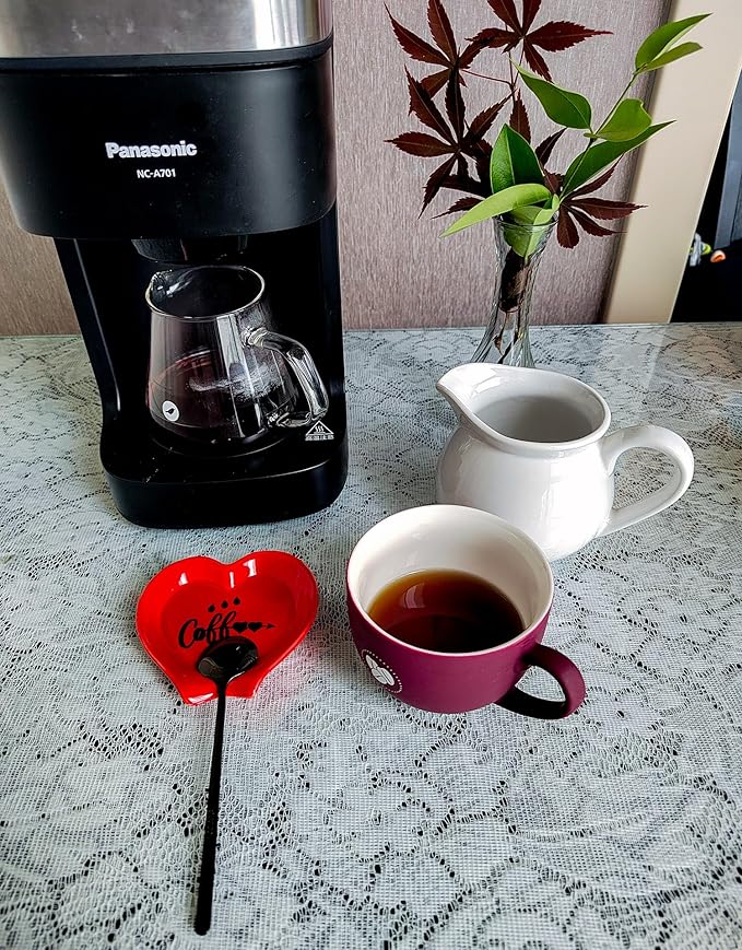 Heart-shaped Coffee Spoon Rest, Mini Coffee Spoon Holder, Small Ceramic Spoon Rest for Coffee Stirrers, Teaspoon, Bar Spoon, Coffee Bar Accessories, Coffee Station (Red+black spoon) - Image 2