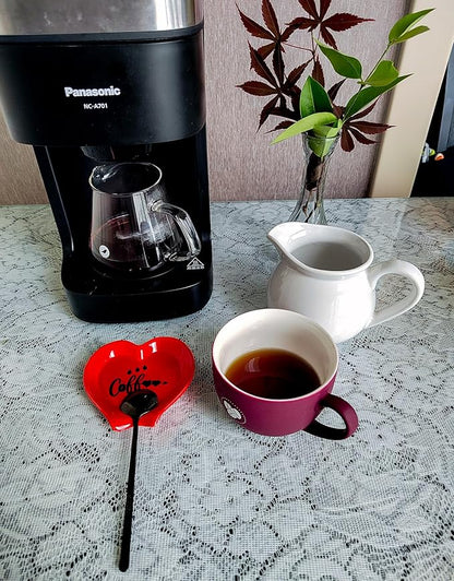 Heart-shaped Coffee Spoon Rest, Mini Coffee Spoon Holder, Small Ceramic Spoon Rest for Coffee Stirrers, Teaspoon, Bar Spoon, Coffee Bar Accessories, Coffee Station (Red+black spoon) - Image 2