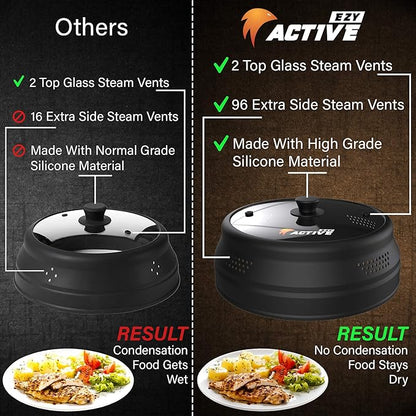 Collapsible Microwave Cover for Food - Silicone and Glass Splatter Guard Lid for 6-12 inch Plates & Bowls, Dishwasher Safe, Heat Resistant, BPA-Free, Black - Image 6