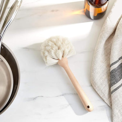 Fox Run Kitchen Brush, Natural Horsehair Fiber Dish and Glass Brush, 10"
