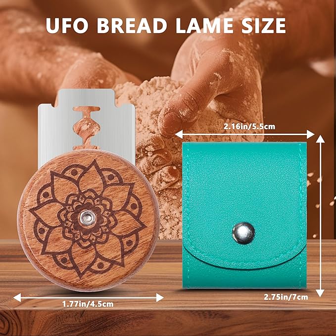 UFO Bread Lame Cutter for Homemade Sourdough,Bread Scorer Tool for Sourdough with 5 Blades and Case,Slashing Tool Bread Cutting Knife for Artisan Bread and Baguette Makers,Lotus-teal - Image 2