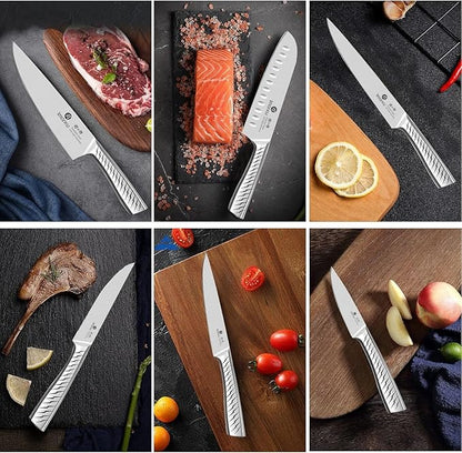imarku® Knife Set,14-Piece Knife Sets for kitchen with block,Premium One-Piece Kitchen Knife Set with Sharpener,High Carbon Stainless Steel Knives Set for Kitchen,Silver,Dishwasher Safe - Image 6