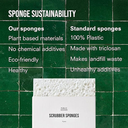 Public Goods Scrubber Sponge | Cleaning & Scrubbing Sponges for Dishes & Kitchen Sink | Natural, Plant-Based Sponges | Pack of 4 - Image 6