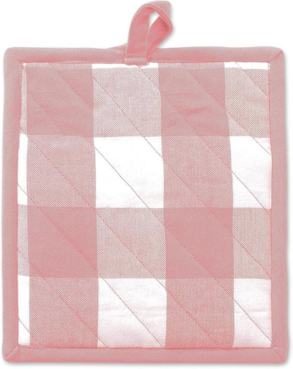 DII Buffalo Check Kitchen Collection, Classic Farmhouse Kitchen Set, Potholder, One Size, Pink &White, 2 Piece