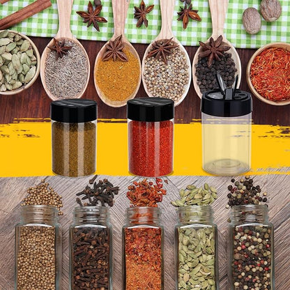 50 Pack 5.5 oz Spice Jars Plastic Clear Empty Bottles with Shaker Lids Bulk Reusable Seasoning Containers for Herbs Spices Powders Glitter
