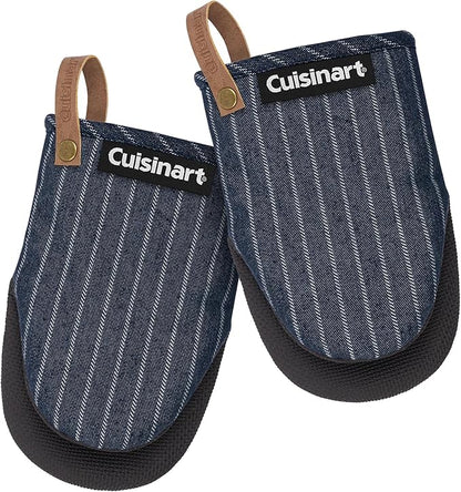 Cuisinart Heritage Mini Oven Mitts – 5.5” x 7” Heat-Resistant Kitchen Mitts for Oven with Non-Slip Neoprene Palm, Cotton Filling, and Faux Leather Loop – Durable Oven Mitt Set for Cooking & Baking by BestBrands