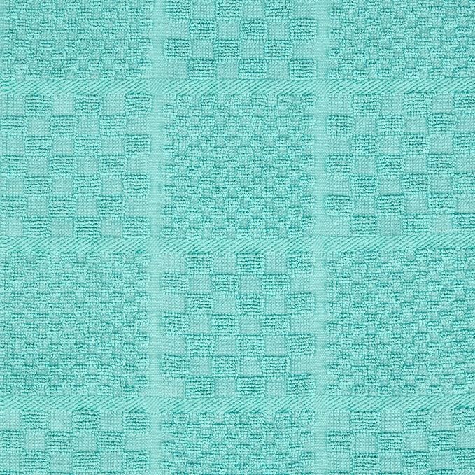 KITCHENAID Quilted Cotton Terry Cloth Oven Mitt, Pot Holder, Kitchen Towel 4-Pack Set, Heat Resistant, Silicone Grip, 16"x26", 7"x13" & 7"x10", Aqua Sky - Image 3