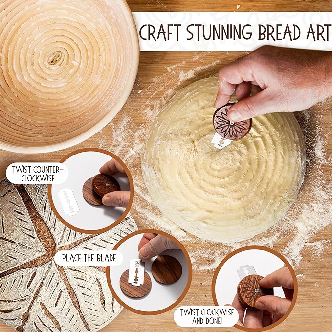 Superbaking Sourdough Proofing Basket Gift Set, Round 9" & Oval 10" Banneton, Sourdough Starter Kit, Sourdough Banneton Basket, Banneton Bread Proofing Basket Set of 2, Sourdough Bread Baking Supplies - Image 6