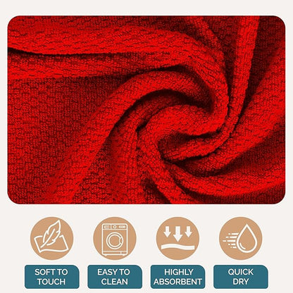 Casa Platino Dish Towels for Kitchen Drying Kitchen Towels – 8 Pc Durable Cotton Dish Towel Set – Designed for Vibrant Prep Routines and Seasonal Hosting – Red