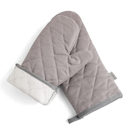 Oven Mitts and Pot Holders 4 pcs Set,High Heat Resistant 500 Degree Extra Thicken Long Kitchen Cotton Oven Glove for Cooking (12 Inch,Grey) - Image 4