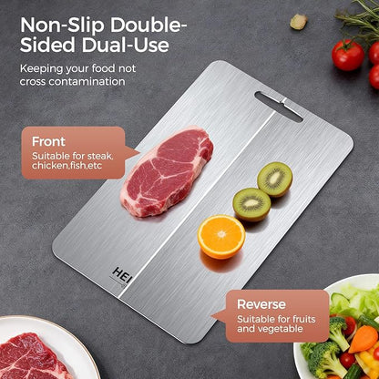Titanium Cutting Board Set of 3, 100% Pure Titanium Cutting Boards for Kitchen, Non-Toxic, Double-Sided Chopping Boards for Raw & Cooked Food, Handles Included, Dishwasher Safe(13” x 8”) - Image 7