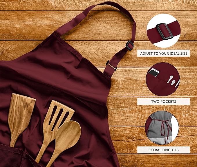 Utopia Kitchen 2 Pack Bib Apron, Adjustable with 2 Pockets, Water and Oil Resistant, Cooking Kitchen Chef Apron for Women Men - Image 4