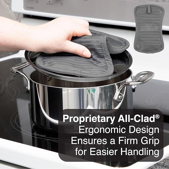 All-Clad Premium Pot Holder & Hot Pad: Heat Resistant to 500 Degrees - 100% Cotton, 10""x6.25"" Hot Pad for Kitchen and Barbeque, (1-Pack), Pewter - Image 6