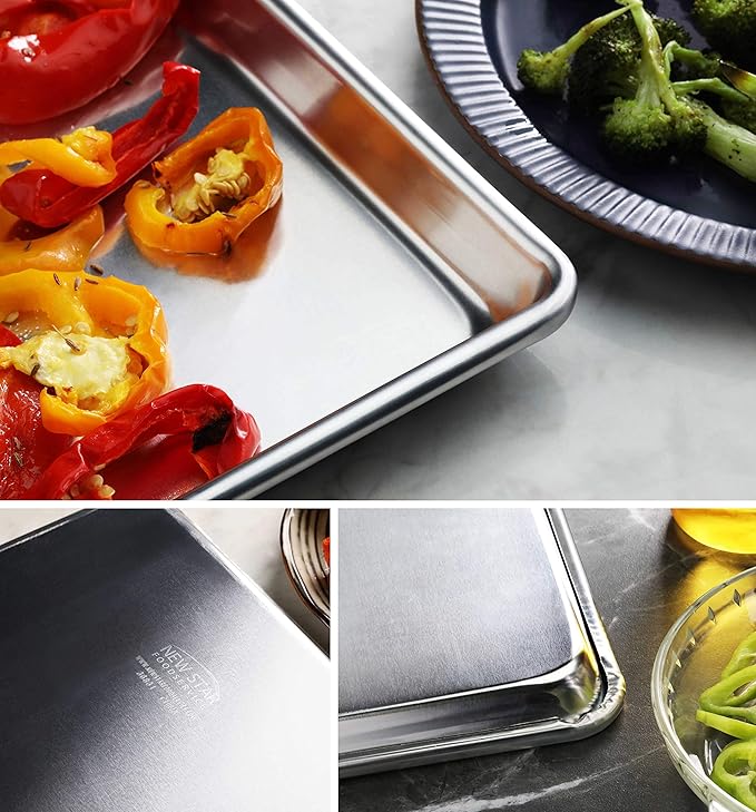 New Star Foodservice Commercial-Grade 18-Gauge Aluminum Sheet Pan/Bun Pan (9 x13 x1 inch (Quarter Size)) - Image 6
