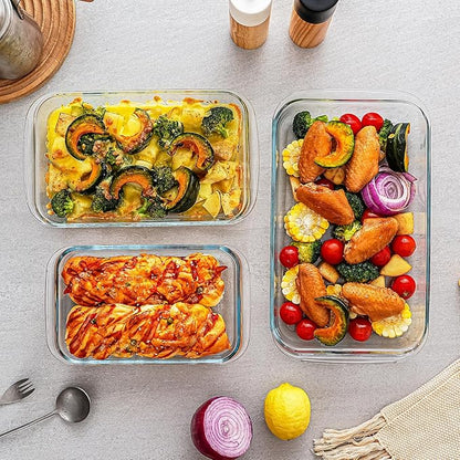 3 Pack High Borosilicate Glass Baking Dishes for Oven,(2.3QT,1.6qt,1.0QT),Rectangular Bakeware Sets,Deep Glass Casserole Dishes with Handle for Microwave,Oven,Baking,Meal Preparation - Image 5